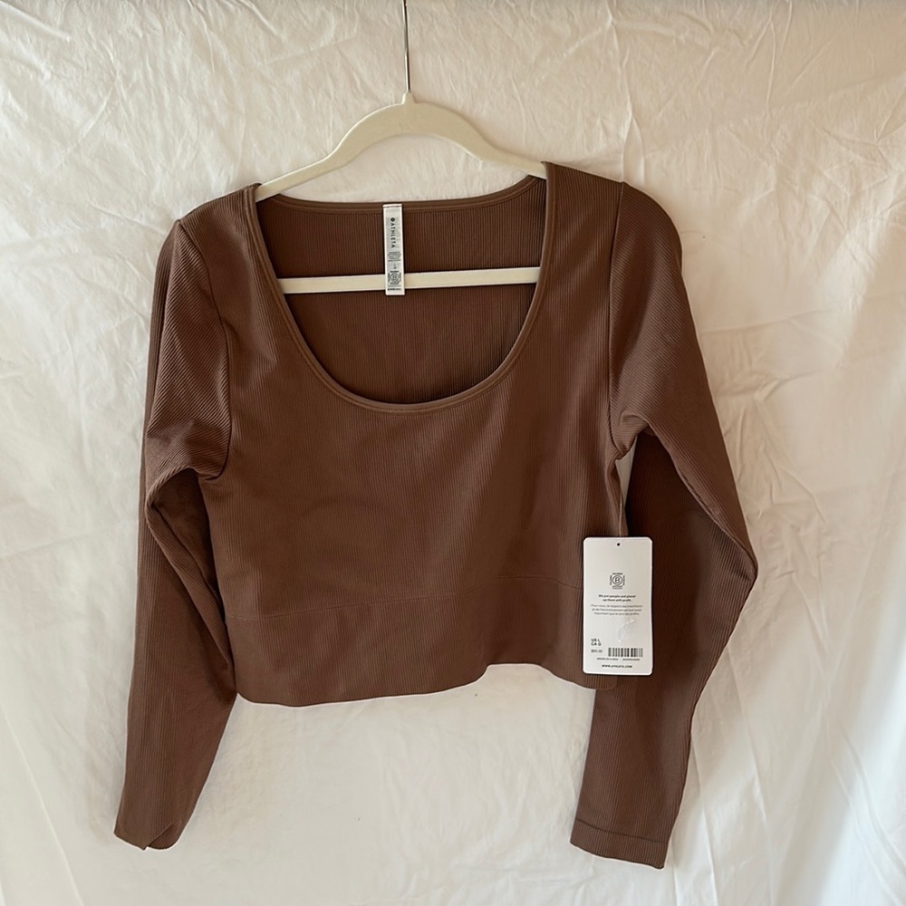 NWT Athleta Aurora Seamless Top in Brown size Large